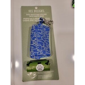 OCS Designs Blue Dog Waste Bag Holder with 2 Rolls Biodegradable Bags PT059 NEW